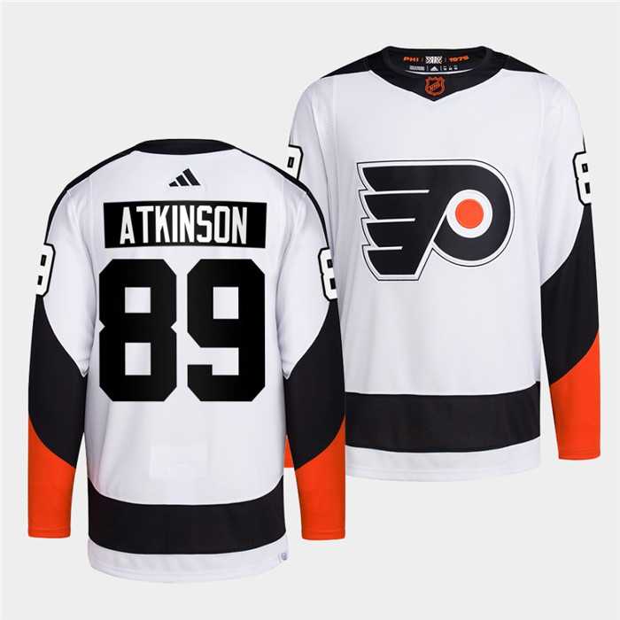 Men's Philadelphia Flyers #89 Cam Atkinson White 2022 Reverse Retro Stitched Jersey Dzhi